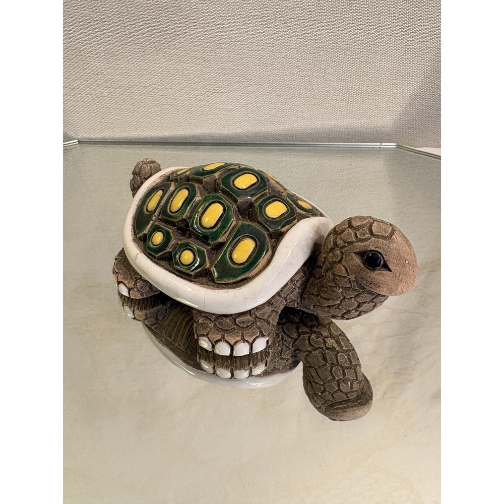 Vintage Artesania Rinconada Uruguay Pottery Turtle Figurine 4 7/8" Signed